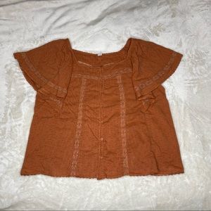 Old Navy Copper Flutter Sleeve Blouse Top Size XL